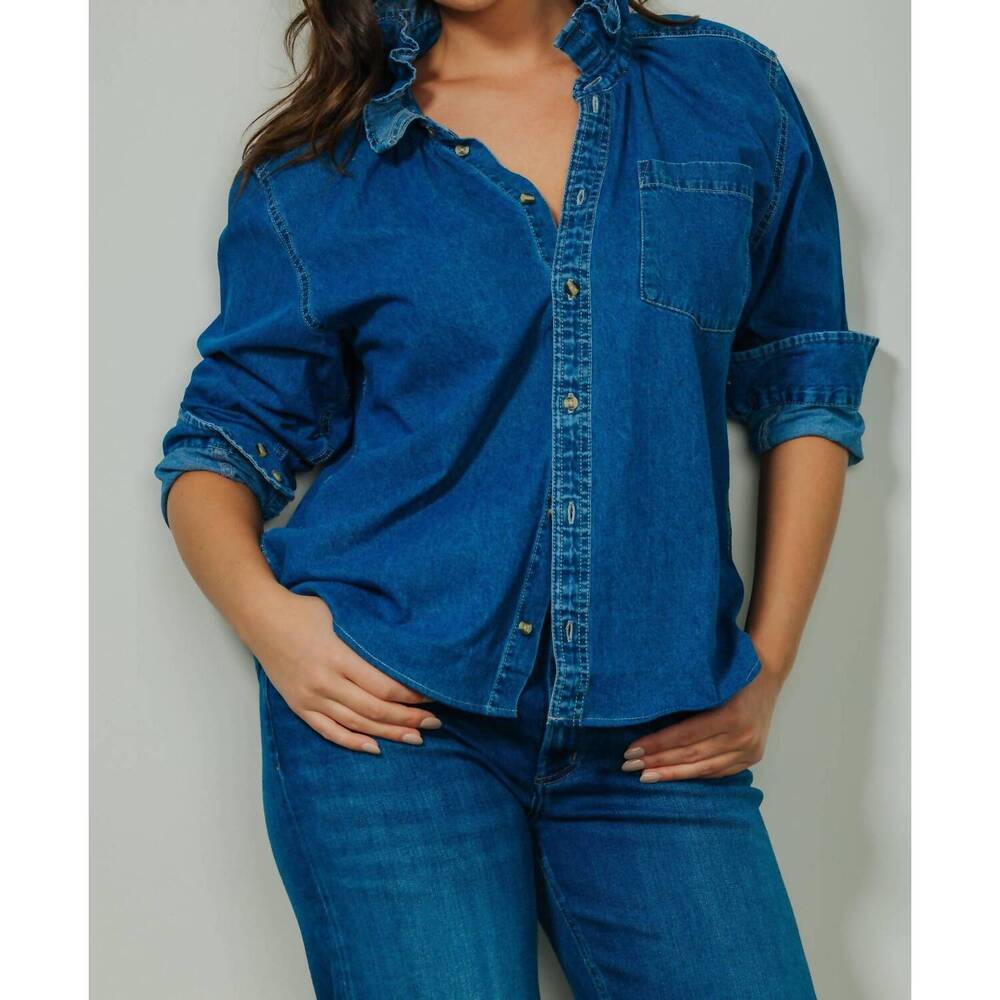 NEW SHOP KMJ quarantina button down top in denim